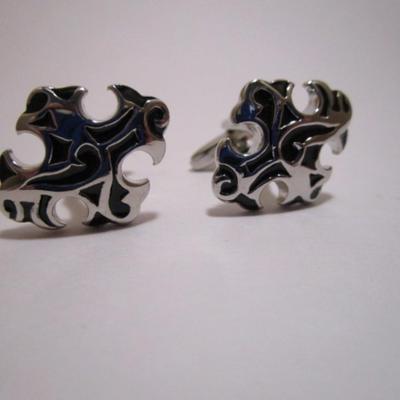 Celtic cross cufflinks (1" x 3/4") , black & silver