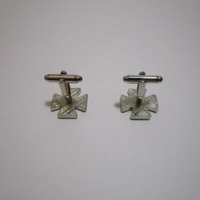 Blue enamel cuff links iron cross (3/4" x 3/4")