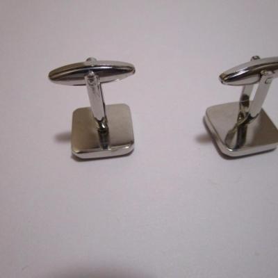 Square cufflinks (5/8"), silver, blue & copper