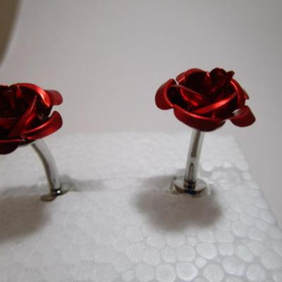 English red ruby rose cufflinks
