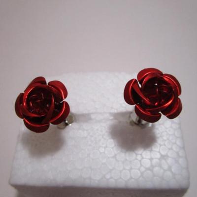 English red ruby rose cufflinks