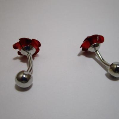 English red ruby rose cufflinks
