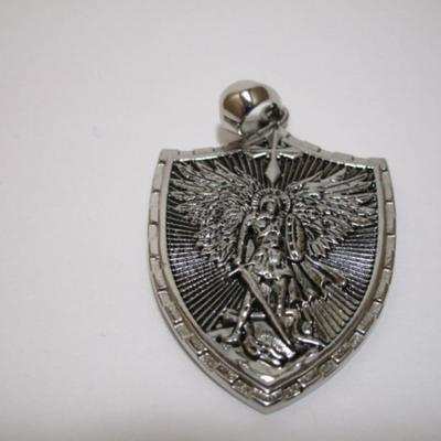 3 pendants - one Shield (1-1/2" x 1"), Circle is 1-1/4" diameter, Chinese characters is 3/4"