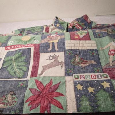 Vintage Reyn Spooner pullover Hawaiian shirt, limited edition, Christmas design for 2001