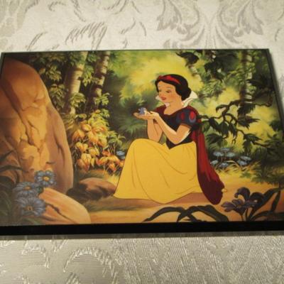 Snow White with a little bird wooden plaque
