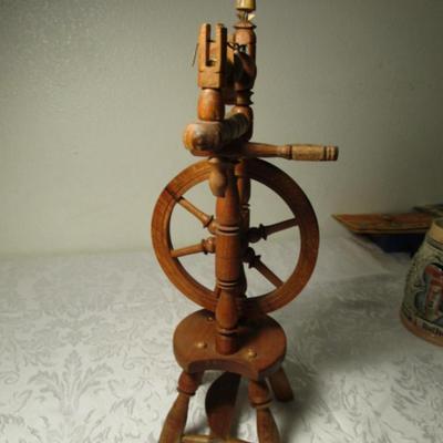 Vintage wooden spinning wheel