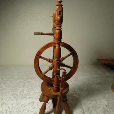 Vintage wooden spinning wheel