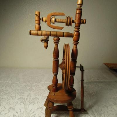 Vintage wooden spinning wheel