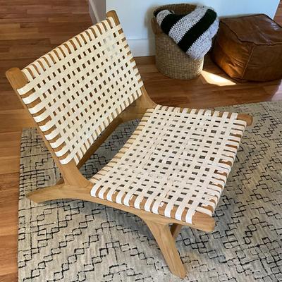 101 Pair "SAFAVIEH" Modern Woven Leather Accent Chair