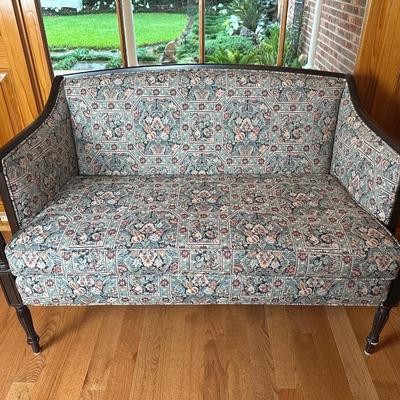 Vintage Mahogany and Fabric Loveseat