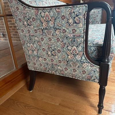 Vintage Mahogany and Fabric Loveseat