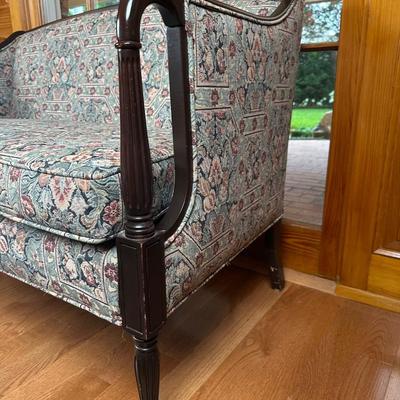 Vintage Mahogany and Fabric Loveseat
