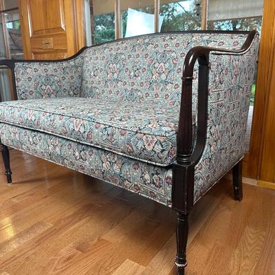 Vintage Mahogany and Fabric Loveseat