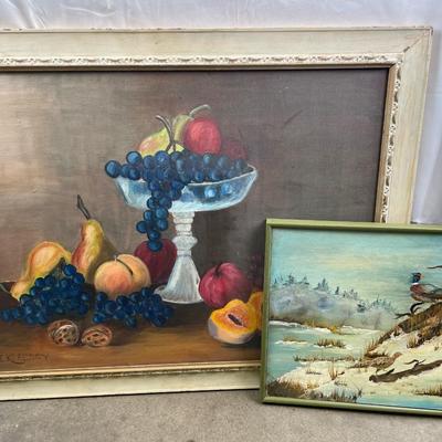 Vintage paintings including one signed by I Klaessy