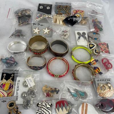 Cuff bracelets and post earrings