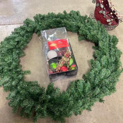 40” around wreath with ornaments and sleigh