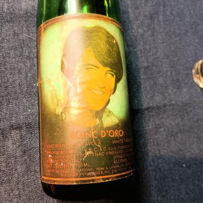 EMPTY BOTTLE "A PORTRAIT OF ELVIS" SHOT GLASS AND ELVIS GLASS WITH GLASS STRAW