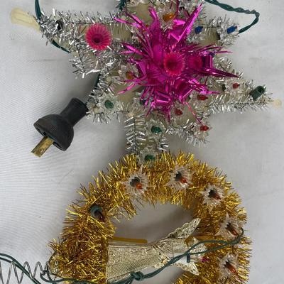 Vintage Christmas lights and tree base