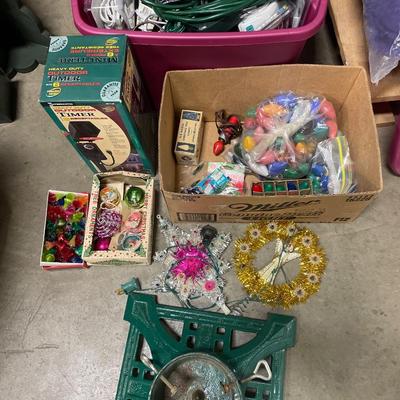 Vintage Christmas lights and tree base