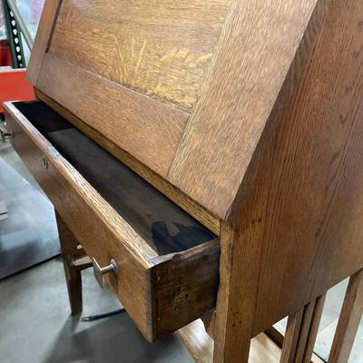 Mission style drop down desk with mirror decor
