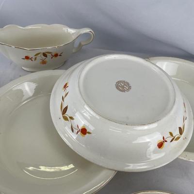 Hall Jewel Tea 10 fruit cups with saucers, cake plate, 3 pie plates and bowl