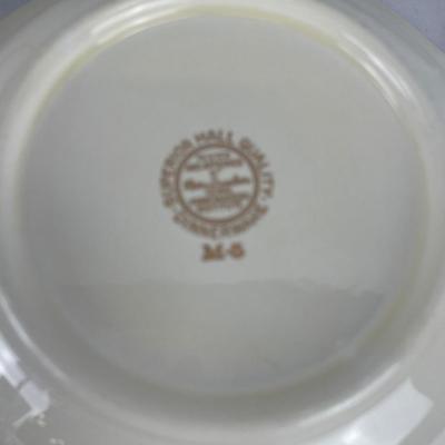 Hall Jewel Tea 10 fruit cups with saucers, cake plate, 3 pie plates and bowl