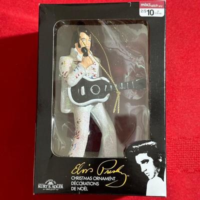 3 ELVIS ORNAMENTS, 2 ARE HAND-CRAFTED GLASS