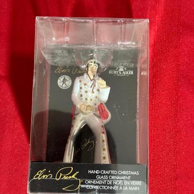 3 ELVIS ORNAMENTS, 2 ARE HAND-CRAFTED GLASS