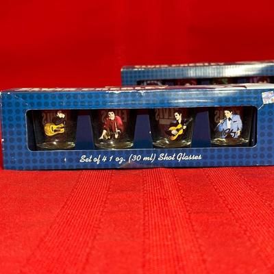 TWO BOXES OF 4 ELVIS SHOT GLASSES