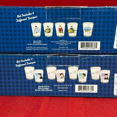 TWO BOXES OF 4 ELVIS SHOT GLASSES