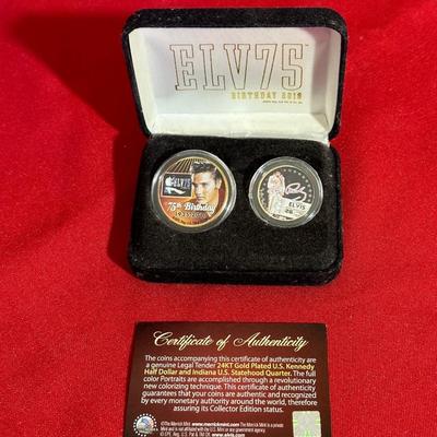 ELVIS GENUINE LEGAL TENDER KENNEDY HALF DOLLAR AND STATE QUARTER