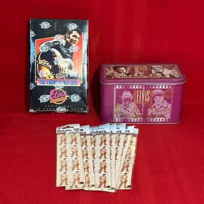 ELVIS METALLIC COLLECTORS CARDS, ELVIS THE CARDS OF HIS LIFE AND STICKERS