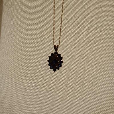 1920s Royal Blue Sapphire And Diamond 16" Necklace 14K