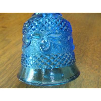 Vintage Fenton blue glass Diamond Point bell