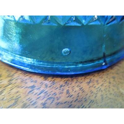 Vintage Fenton blue glass Diamond Point bell