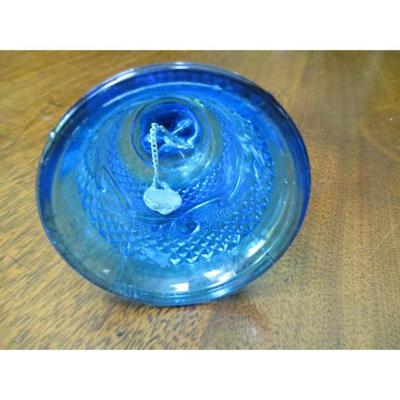 Vintage Fenton blue glass Diamond Point bell