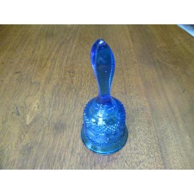 Vintage Fenton blue glass Diamond Point bell