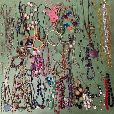 Large Collection of Beaded Necklaces plus Cuff Bracelets & More (ST-HS)