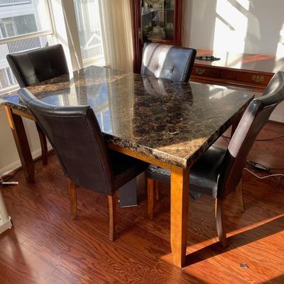 Marble Top Dinning Table & 4 Chairs