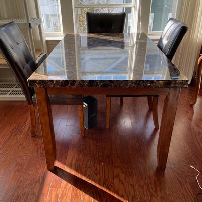 Marble Top Dinning Table & 4 Chairs