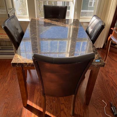 Marble Top Dinning Table & 4 Chairs