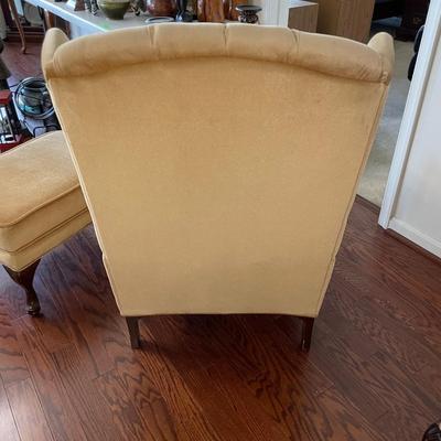 Queen Anne Style Wing Back Chair with Footrest