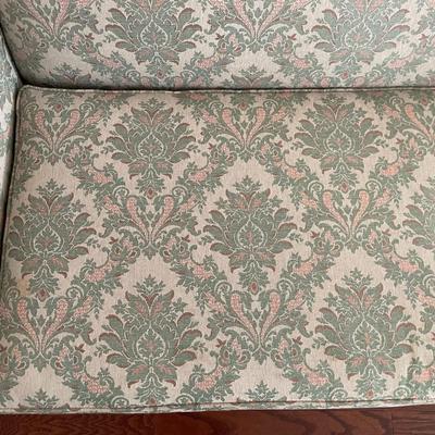 Carved Mahogany Queen Anne Style Upholstered Sofa