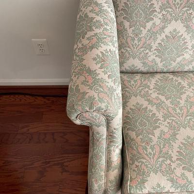 Carved Mahogany Queen Anne Style Upholstered Sofa