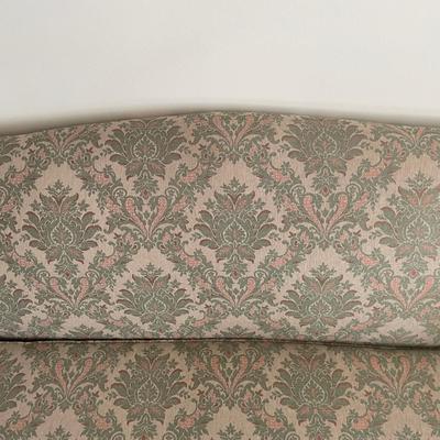 Carved Mahogany Queen Anne Style Upholstered Sofa