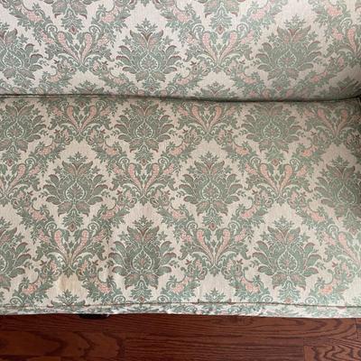 Carved Mahogany Queen Anne Style Upholstered Sofa