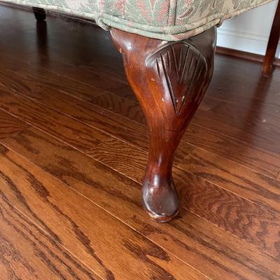 Carved Mahogany Queen Anne Style Upholstered Love Seat