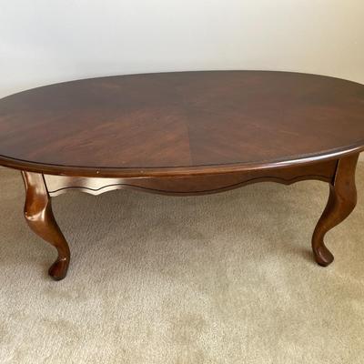 Queen Anne Style Cherry Wood Oval Coffee Table