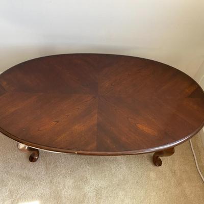 Queen Anne Style Cherry Wood Oval Coffee Table