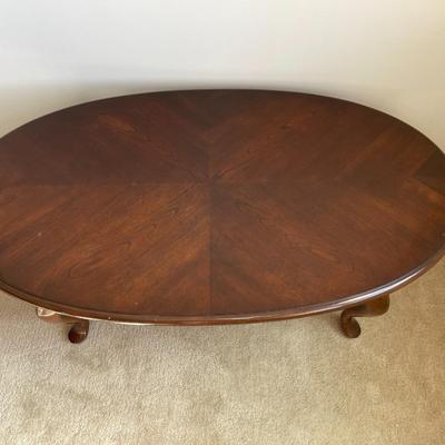 Queen Anne Style Cherry Wood Oval Coffee Table